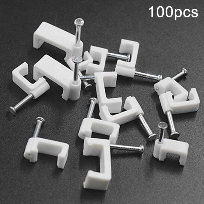 100pcs 9mm Cable Clips Mount Steel Nail Wire Wall Hanging Screw